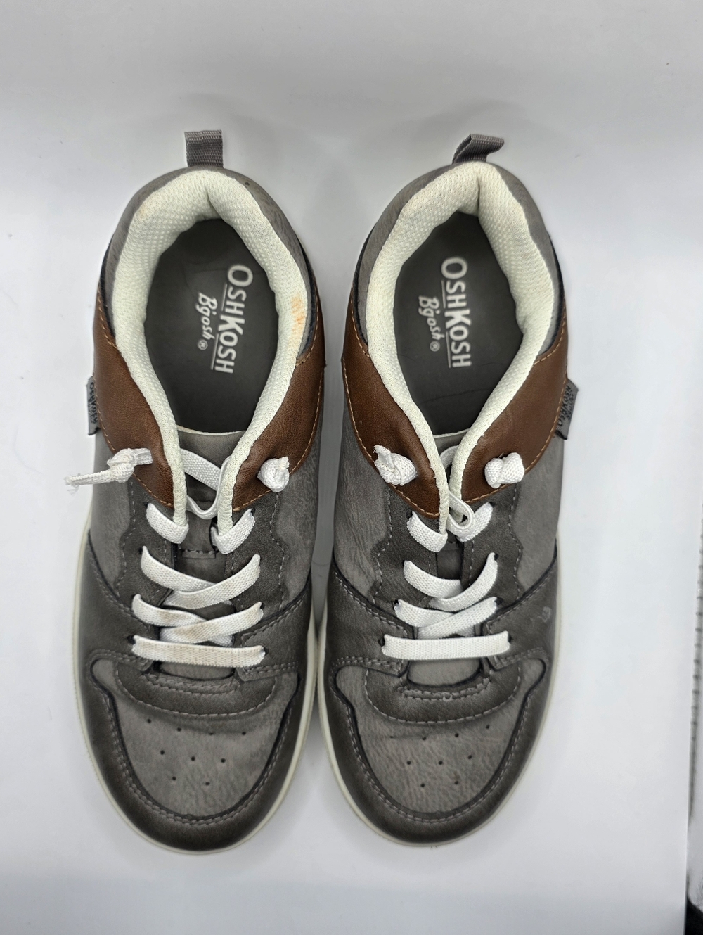 OshKosh B'gosh Gray & Brown Kids Lace-Up Sneakers